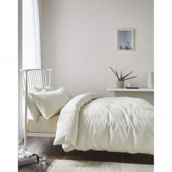 Catherine Lansfield Purely Minimalist Quilt Set for Single Bed, Cream