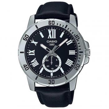Reloj Casio Collection 45 mm, Dial y correa negros, Hombre