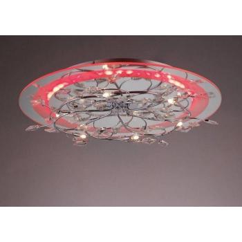 Plafonnier rond Aurora 6 ampoules LED RGB chrome poli/cristal