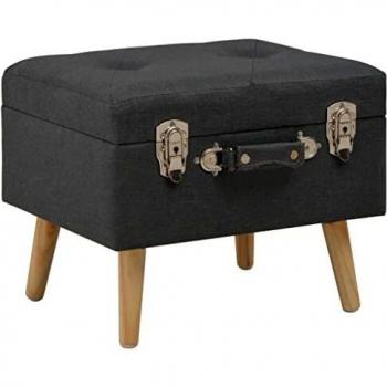 Pouf con Contenitore in Tessuto Grigio Scuro