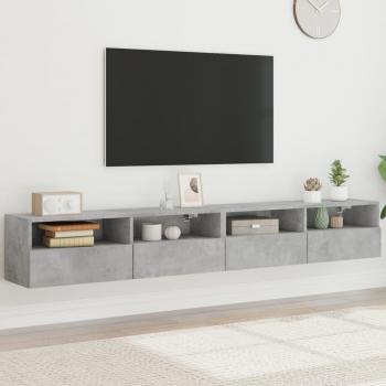 Vidaxl Set of 2 TV Wall Cabinets Concrete Grey 100x30x30 cm Engineered Wood