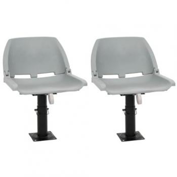 Asientos Plegables para Embarcaciones Gris 4 Uds 48x51x41 cm