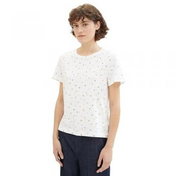 TOM TAILOR T-Shirt mit Print, Damen, Offwhite, Gr. S