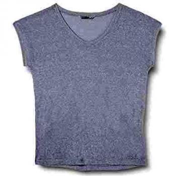 ONLY T-Shirt Onlsilvery S/S V Neck Lurex Top Box Jrs, Grau