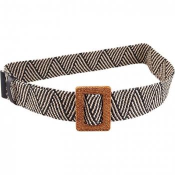 Cinturón Tejido Vintage para Mujer, Cintura Ancha de Cera, Hebilla Cuadrada sin Aguja, Cinturón Negro