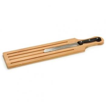 Tabla de cortar pan Kinvara con cuchillo y asa de bambú