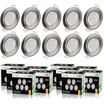 Lampes Écoénergie 45 Spots LED Dimmables 7W Équivalent 56W Blanc Neutre Finition Aluminium Brossé