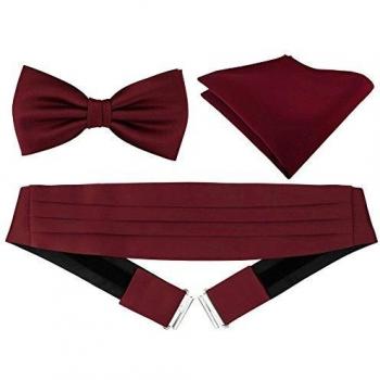 Bordeaux‑Fliege TigerTie: Kummerbund, Satin‑Einstecktuch & Schärpe für formelle Anlässe