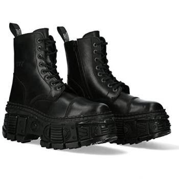 New Rock Gothic-Lederstiefel WALL083C-S5 Schwarz EU 36