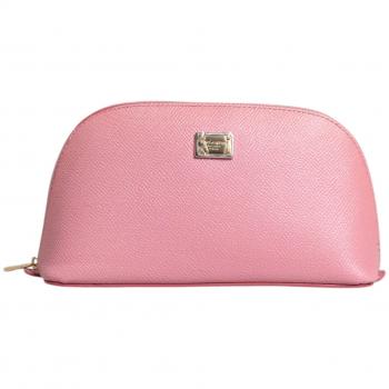 Pink Leather DG Zip‑Pouch Wallet for Women