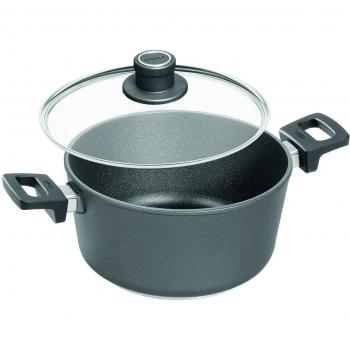 Gusstopf Woll 124ILL (Ø 24 cm) – Induktionsgeeignet, 12 cm hoch, 4,5 Liter, 2 Seitengriffe + Glas