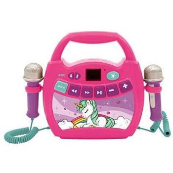 Enceinte bluetooth portable et lumineuse Lexibook Unicorn avec deux microphones pour chanter en duo ou solo