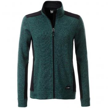 Ladies' James and Nicholson Fleece Jacket for Workwear in XL (Dark Green Melange/Black)