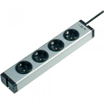 Ehmann Steckdosenleiste 4fach Aluminium Schutzkontakt