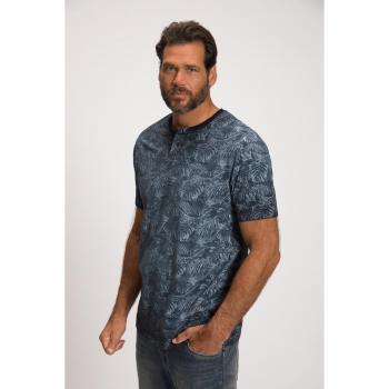 JP1880 Plus Size Slub Cotton Knit Henley Tee, Men's, Blue, 4XL