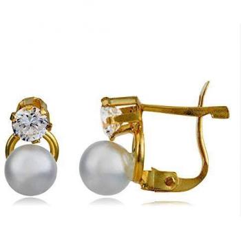 Pendientes de perla y zirconitas | Plata de ley 925