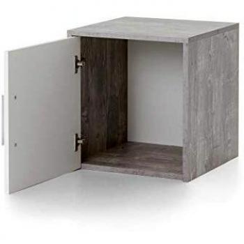 WILLMES Büroaufzugs-Schrank 1 Tür – Schmal, Beton/Weiß