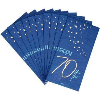 10 Festliche Blaue Servietten zum 70. Geburtstag 33cm
