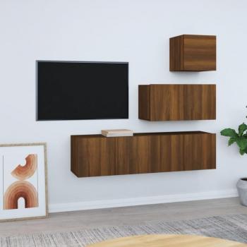 Mobili Porta TV 4 pz in Legno Multistrato Rovere Marrone