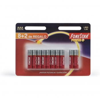 F10‑LR03 Blister: 8 + 2 pilas LR03 AAA 1.5 V – Fonestar