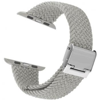 Crong Wave Strap – Bracelet Tressé pour Apple Watch 38/40/41/42 mm (Gris Clair)