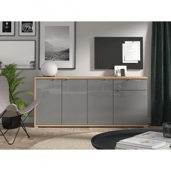 Scaffale Elegante Grigio Grafite con Dettagli in Rovere