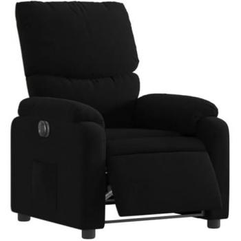 Sillón reclinable eléctrico de tela gris oscuro