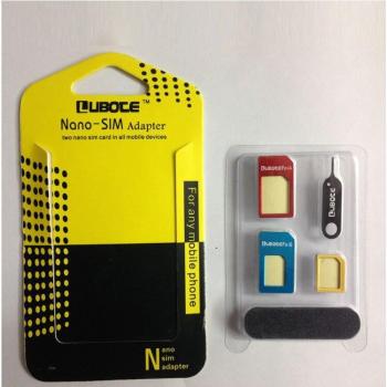 Adaptador Todo en Uno 5 en 1: iPhone 7 / Galaxy S6‑S8 + Tarjeta SIM Metal Nano a Micro – 50 unidades