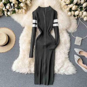 YuooMuoo Two-Line Knitted Sweater Dress – Autumn Long Sleeve for Women