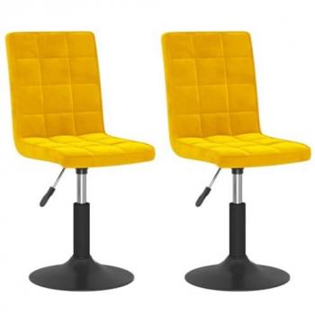 VidaXL 2er Set Drehbare Esszimmerstühle Samt Senfgelb