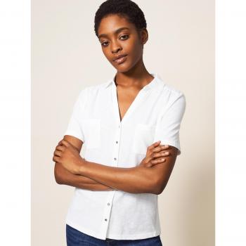 Chemise de nuit à poches en coton blanc