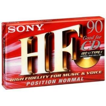 Cinta audio Cassette virgen Sony HF 90 TYPE 1. 90 minutos. Grabaciones de sonido