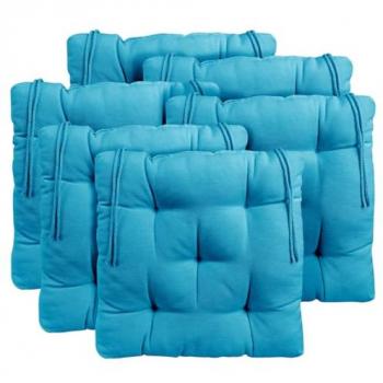 Cojín Multifuncional para Silla 50x50 cm, Turquesa, 5 Pespuntes + Correa