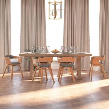 Ensemble de 6 sièges à dîner gris clair, bois courbé, tissu – vidaXL
