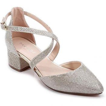 Champagne Glitter 'Francis' Wide Fit Court Shoes