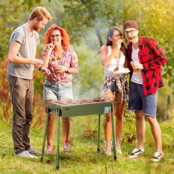 Outsunny Portable Charcoal Barbecue Grill with Seasoning Baskets, Removable Legs, and Vents