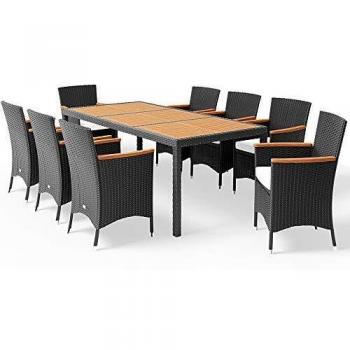 Mobilier de jardin 8 chaises et 1 table en polyrotin