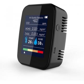 Moniteur d'air intérieur 5 en 1, détecteur de CO2, capteur de température et d'humidité, analyseur de dioxyde de carbone TVOC HCHO