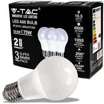 V-TAC LED-Lampe E27 10,5W A60 4000K (3er Pack)