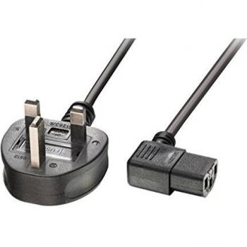 Lindy 30446 1m UK Mains 3 Pin Plug to IEC C13 Right Angled Power Cable