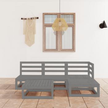 teiliges Garten-Lounge-Set vidaXL Grau Massivholz Kiefer