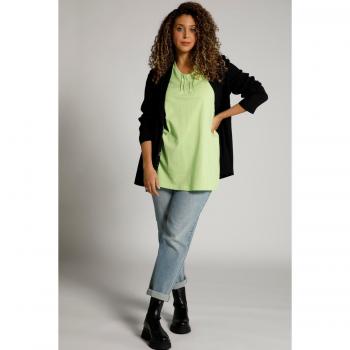 Maglia lunga con pieghine e scollo a V, Donna, Verde, Taglia 48/50, Cotone