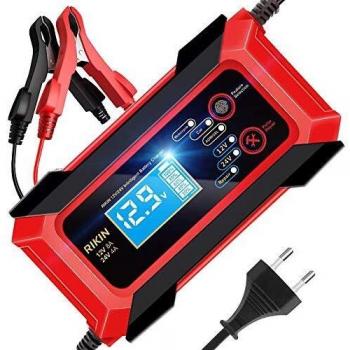 Rikin Caricabatterie Intelligente Auto Moto Barche e Camion Leggeri 12V/24V 8A