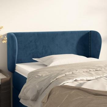 Kopfende mit Ohren Dunkelblau 93x23x78/88 cm aus Samt