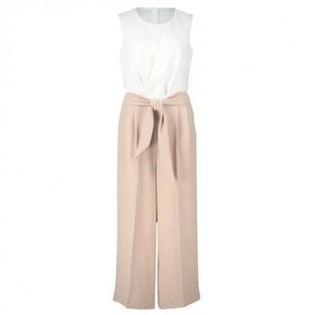Betty & Co Damen‑Overall ohne Ärmel – Faltenstruktur – Braun (Patch Taupe/Creme) – Größe 36 – 100 % Polyester