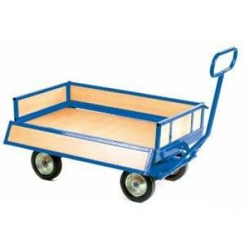 Brake-Handle Turntable Truck, 4 Sides, Heavy Duty Steel Frame
