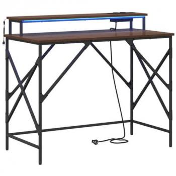 Compact Brown Oak Office Desk – 100 × 50 × 86.5 cm