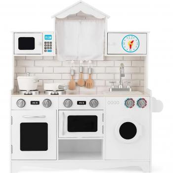 Cucina per Bambini con Forno e Lavatrice in Legno