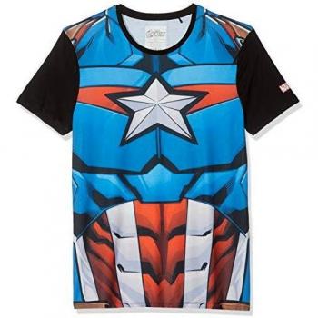 Meroncourt Herren Marvel Comics Captain America T-Shirt, Blau