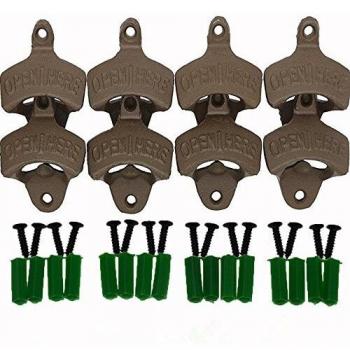 Old‑World Open Here Iron Wall Mount Bottle Opener – 8 Pieces